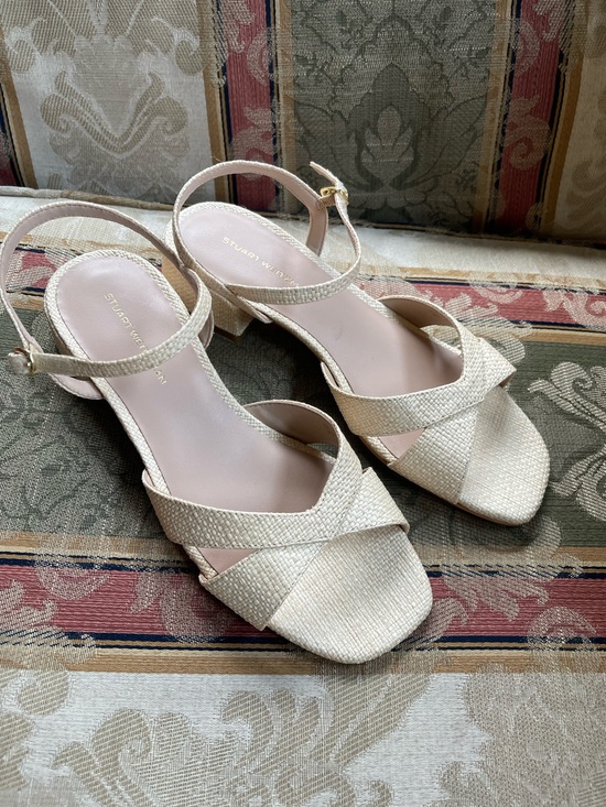 Stuart Weitzman Shoes - Stuart Weitzman Dayna 50 Block Heel Sandals In Raffia. Size 7 Women N15-17